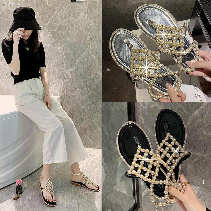 Giày đế thấp đính đá lấp lánh thời trang mùa hè cho nữ