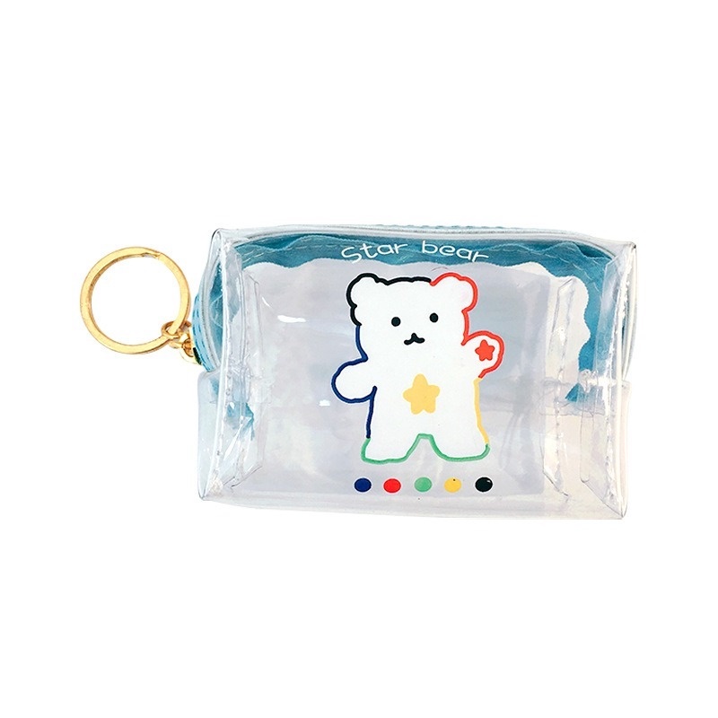 Ví Đựng Tiền Xu Mini Trong Suốt Có Khóa Kéo Chống Thấm Nước Họa Tiết Hoạt Hình Dễ Thương Cho Bé Gái GYLXB175