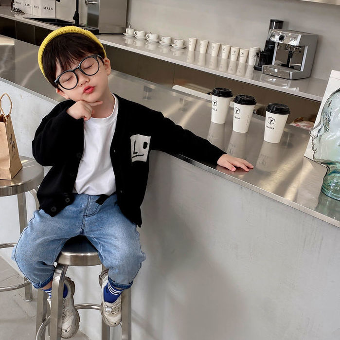 Áo khoác len cardigan đơn giản thời trang năm mới 2021 cho bé trai