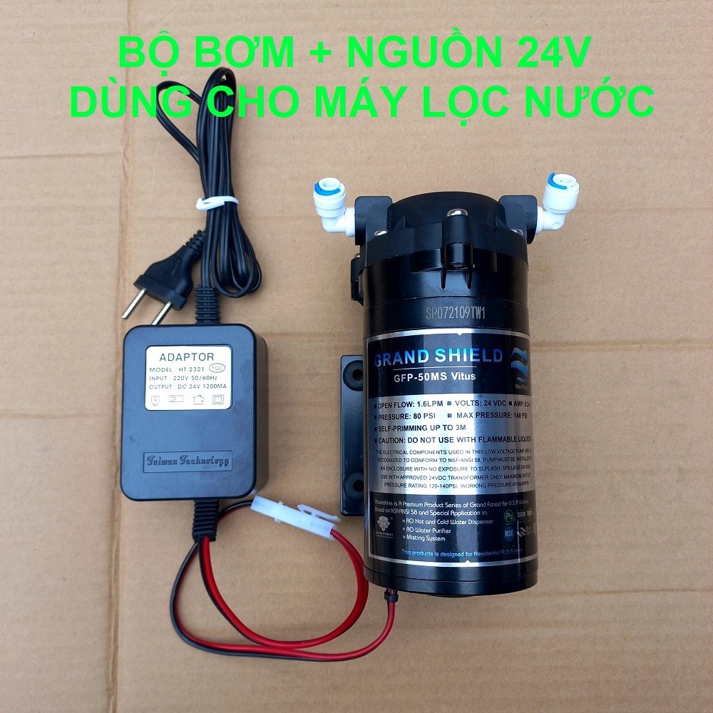 Bơm máy lọc nước ro ❤️FREESHIP❤️ Máy bơm phun sương mini 24V kèm nguồn Adaptor 24V