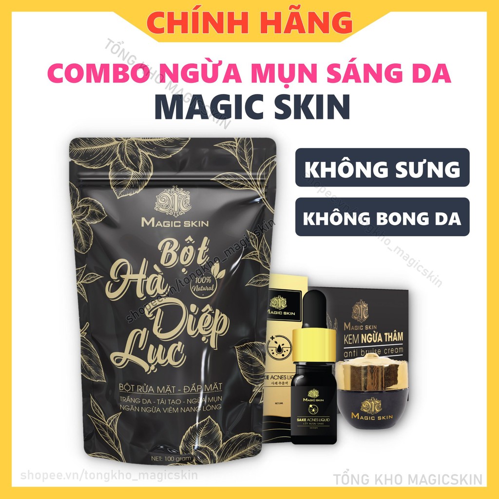 COMBO Ngừa mụn Mờ Sáng da Mờ Thâm 👍 Magic Skin 👍 KHÔNG SƯNG BONG ✔ CHÍNH HÃNG