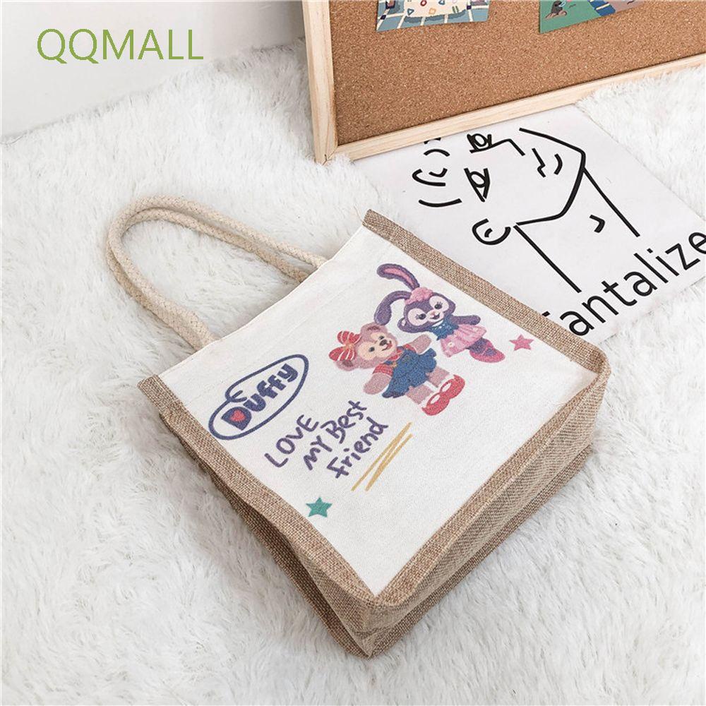 Túi xách bằng canvas in hình chú gấu / chú thỏ / chú rùa dễ thương dành cho nữ