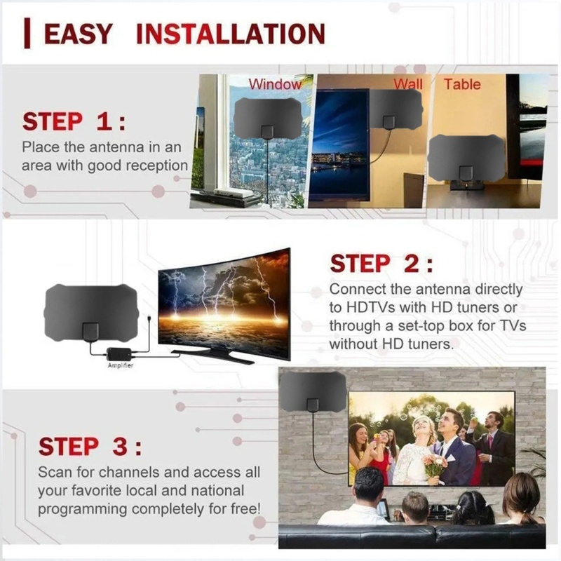 Ăng Ten TV Kỹ Thuật Số HDTV Phạm Vi 5000 Dặm 4K