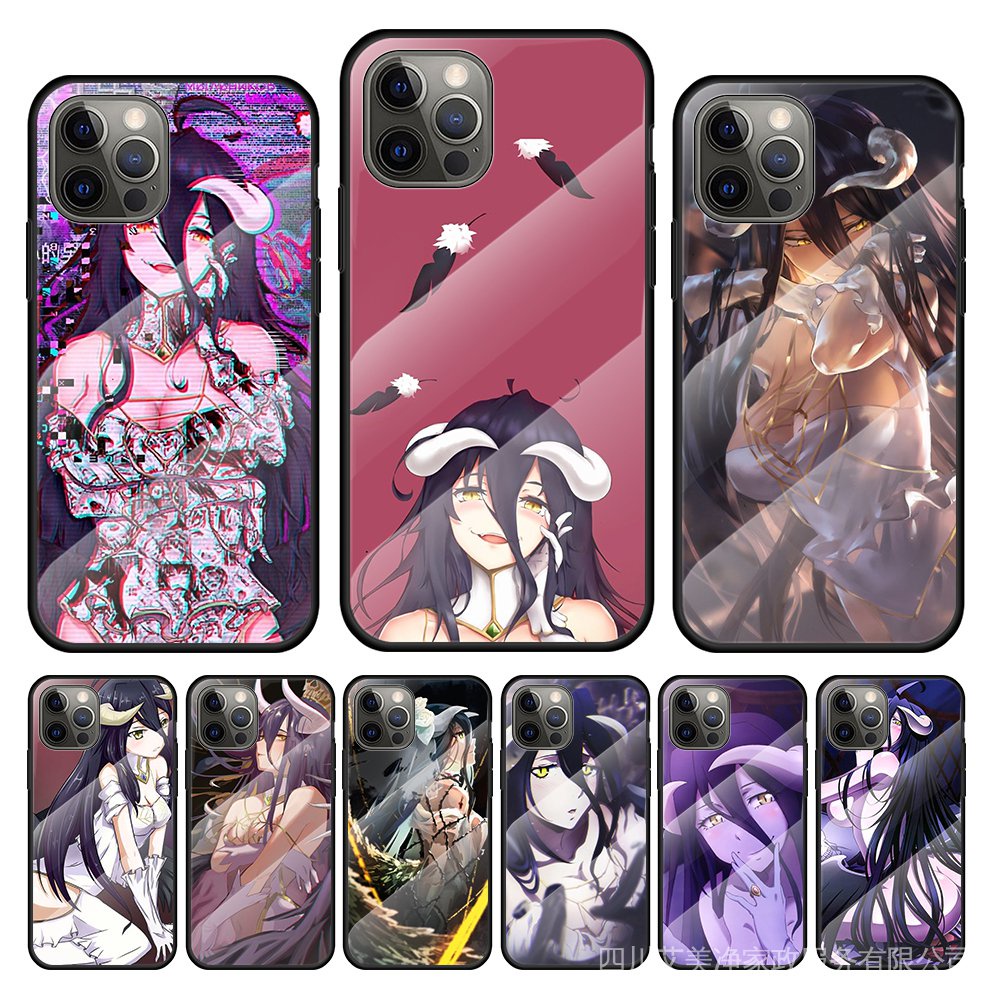 Ốp Điện Thoại Kính Cường Lực Hình Anime Girl Albedo Cho Apple IPhone 12 Mini 11 Pro XS MAX XR X 8 7 6S 6 Plus DTD3