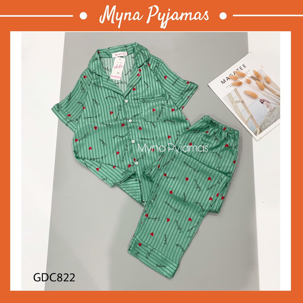 Bộ Pyjama, Bộ mặc nhà Lụa Gấm Cao Cấp Áo Cộc Quần Dài, Hàng có size, Ảnh chụp thật | BigBuy360 - bigbuy360.vn