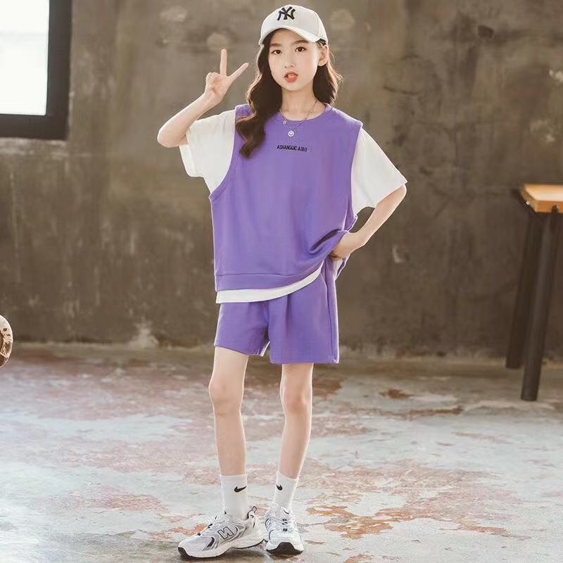 Set Đồ Thể Thao Gồm Quần Short + Áo Tay Ngắn Dáng Rộng Thời Trang Mùa Hè Dành Cho Bé Gái Từ 1 Đến 2 Đến 3-4 - 5-6 Đến 6 Đến 8 Đến 9-10 Đến 11 Đến 12-13 Tuổi