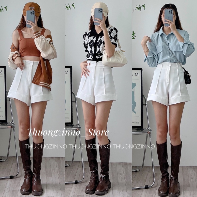 [ Quần hotrend] Quần sooc gân Maihan dáng xoè như váy cực xinh xắn Quần đùi Hàn Quốc