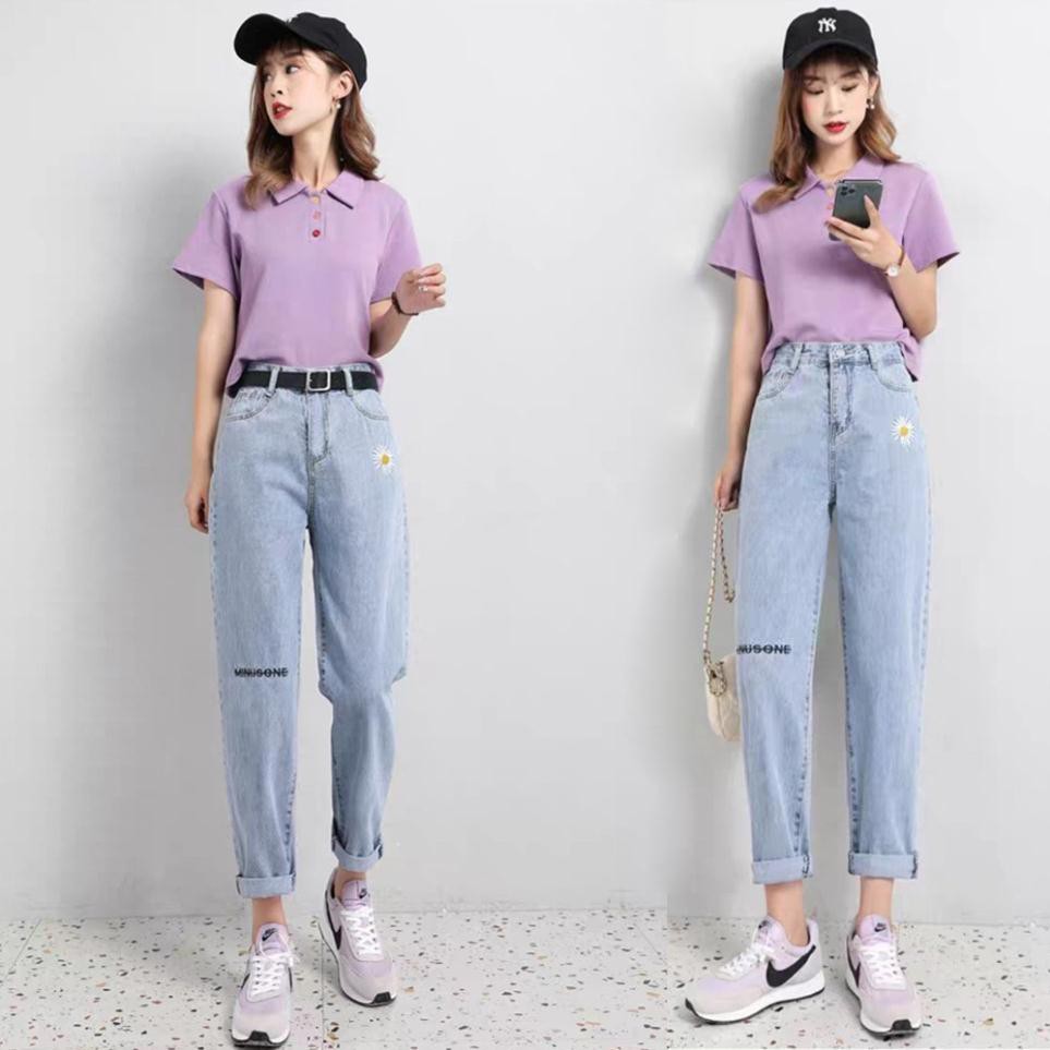 Quần Baggy Jean Thêu Hoa Cúc Cực Xinh - 407