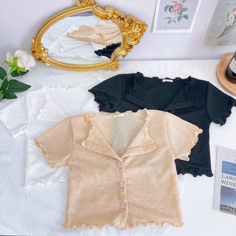 Áo croptop xốp nhăn ôm body