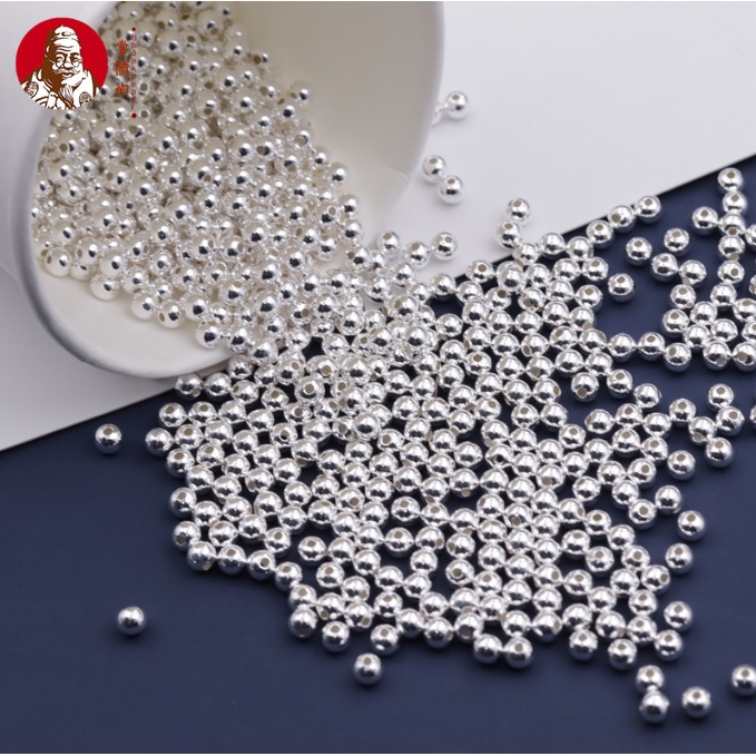 Bộ 10 Hạt Xâu Chuỗi Tròn Bằng Bạc Sterling S925 Dùng Làm Trang Sức Thủ Công