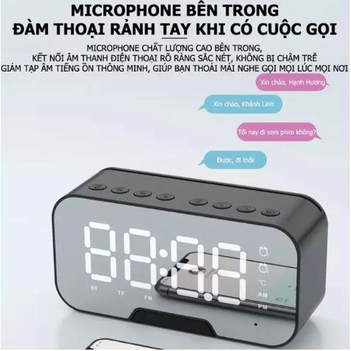 Loa bluetooth không dây đồng hồ Amoi G5 nghe nhạc mini để bàn mặt kính tráng gương