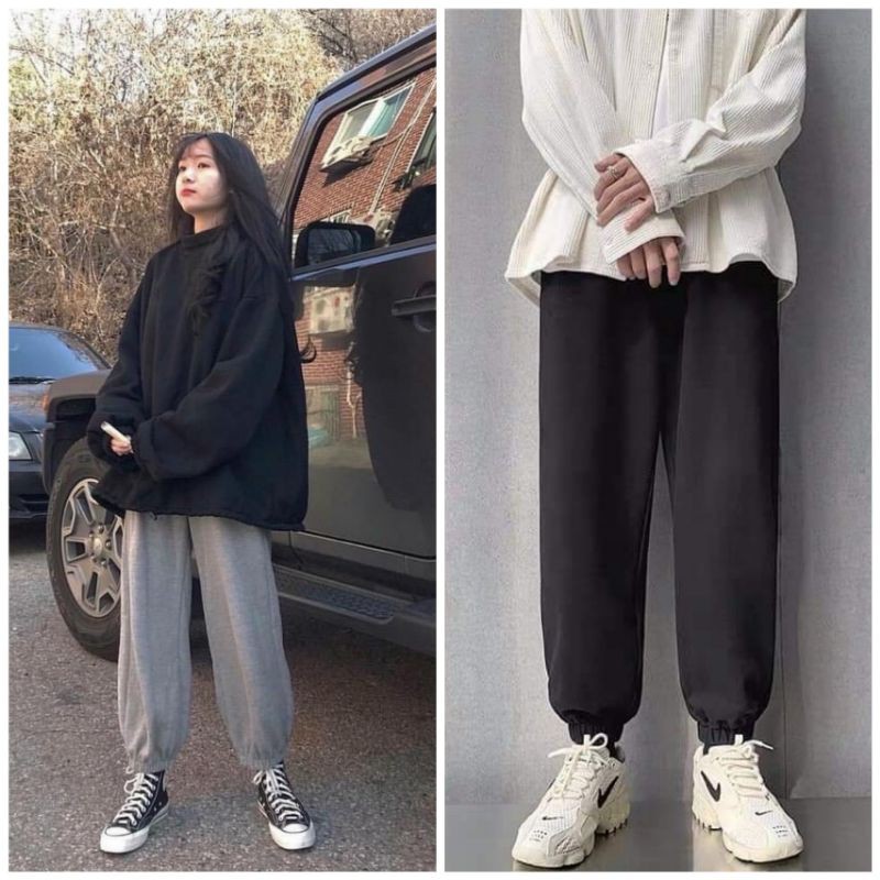 40-100kg Quần jogger nam nữ ống rộng bo thun bigsize unisex