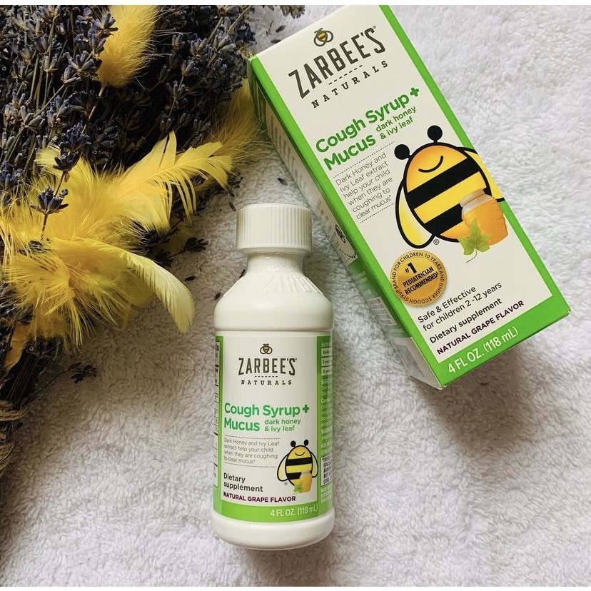 Siro giảm ho đờm, ho khan Zarbees Cough Syrup Mucus hàng Mỹ cho bé từ 6 tháng