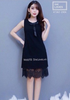 Đầm suông ren lai