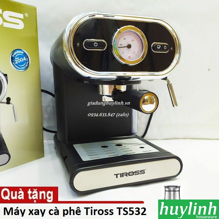 Freeship Máy pha cà phê Tiross TS6211 - Tặng kèm máy xay TS532