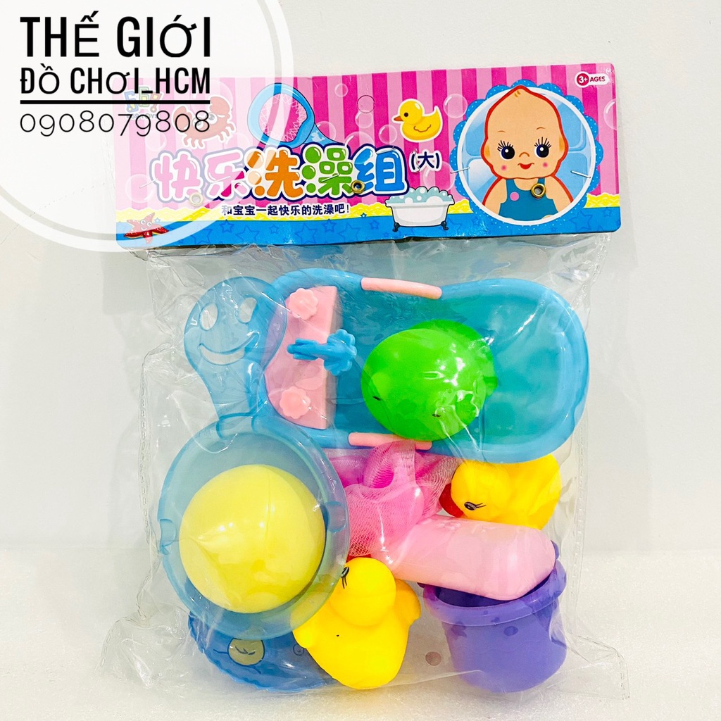 [VUI NHỘN] Đồ chơi túi vịt chíp thả bồn tắm, có xà bông, phao bơi mini, bong bóng dành cho bé chơi trong nhà tắm 669
