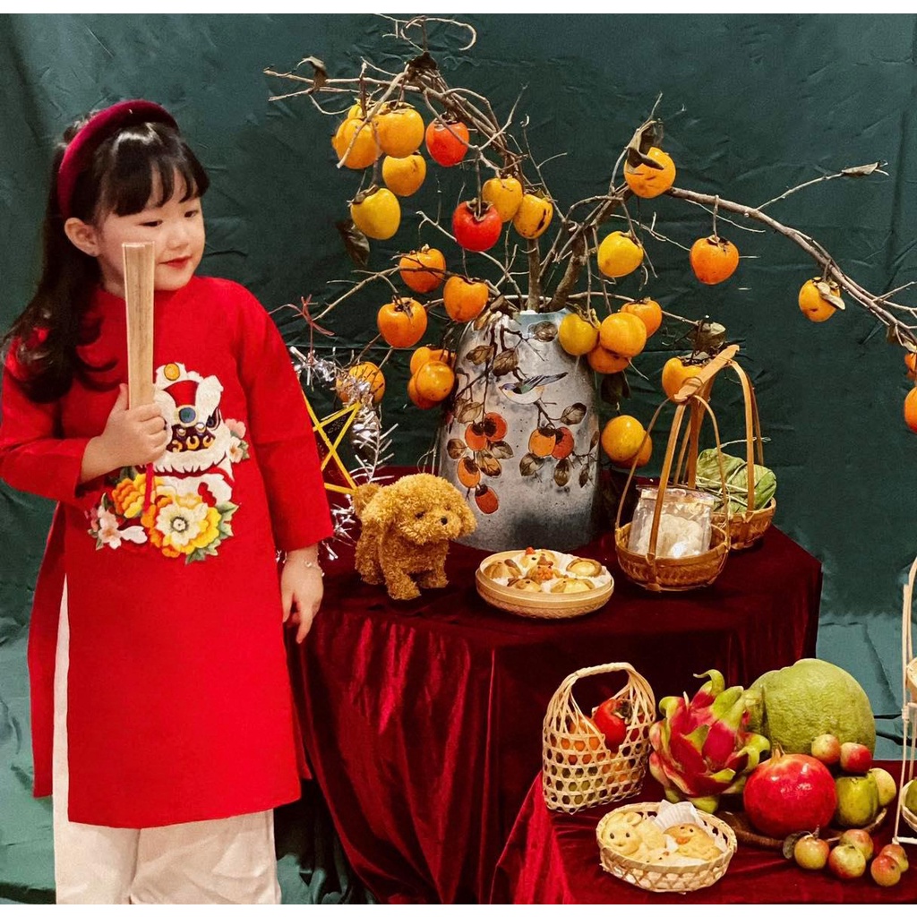 Áo dài cách tân bé gái 1 tuổi đến szie đại chất liệu nhung tăm cao cấp  size từ 1đến 9 tuổi