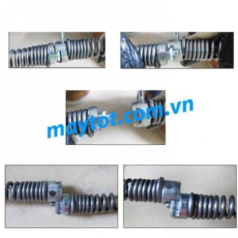 Bộ dây thông tắc cống, bồn rửa, bồn cầu dùng tay quay (gồm dây lò xo phi 16mm + 1 tay quay + 6 đầu thông)