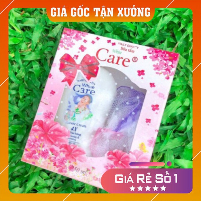 Sữa Tắm Dê 💢FREESHIP💢 Sữa Tắm Dê White Care 4x 250ml tặng kèm bông tắm