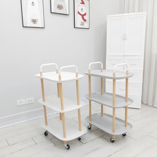 Giá kệ nhựa 3 tầng Oval UMOO sang trọng tối giản kiểu Hàn có bánh xe