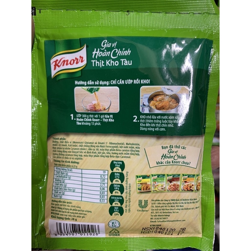 gia vị hoàn chỉnh thịt kho tàu knorr gói 28g