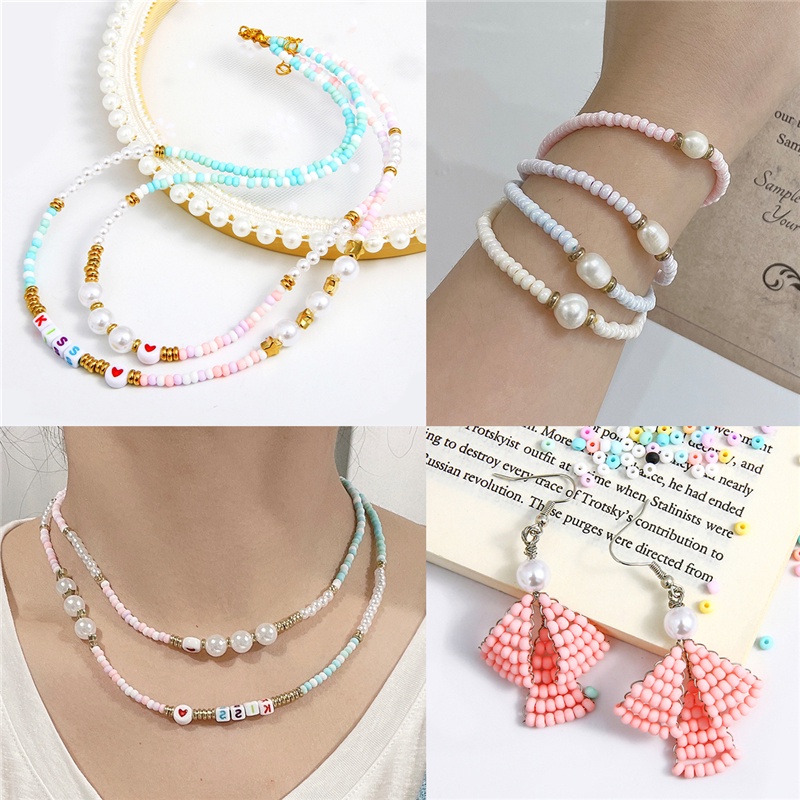 Bộ 660 hạt thủy tinh 3mm màu macaron dùng làm trang sức