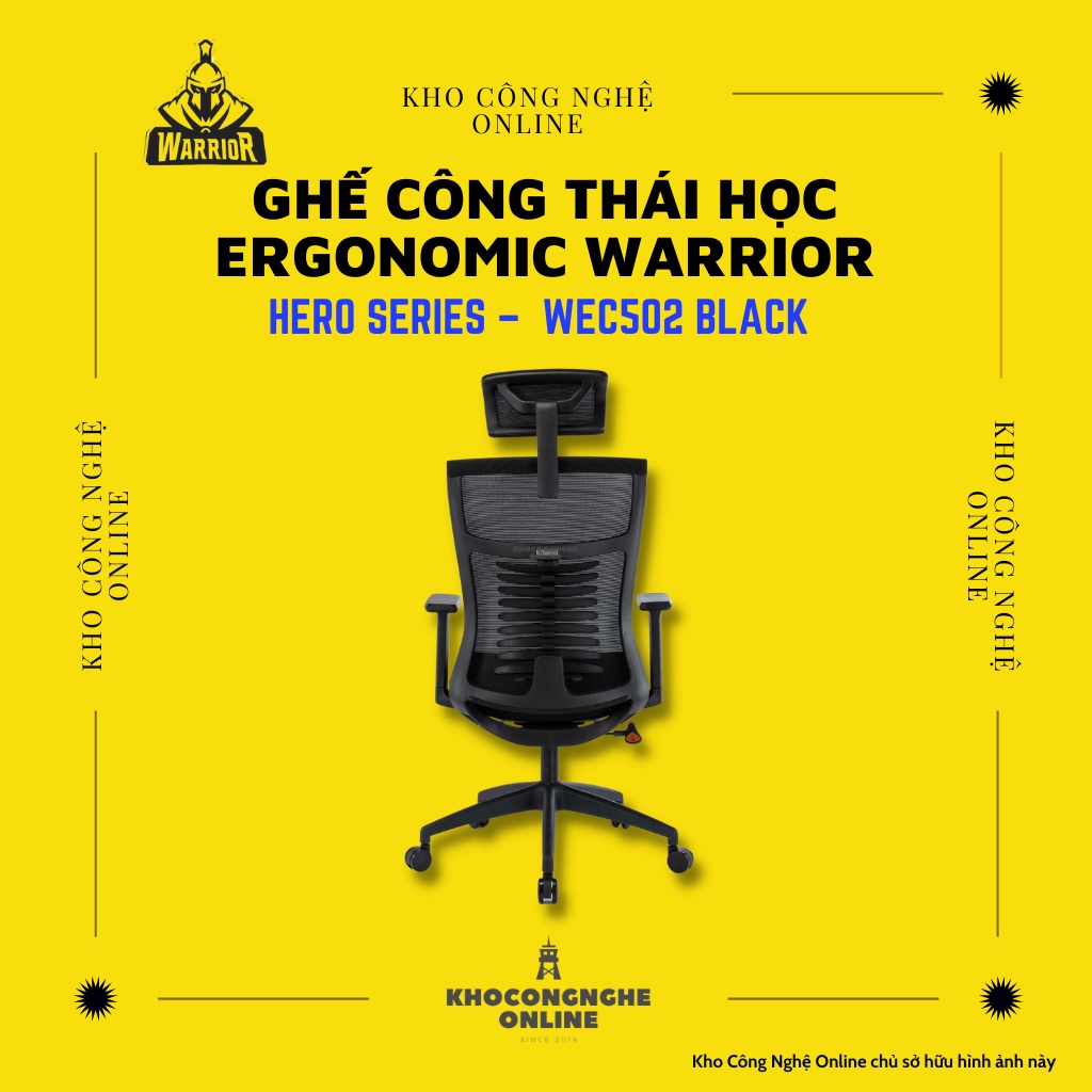 Ghế công thái học ergonomic WARRIOR – Hero series – WEC502 Black