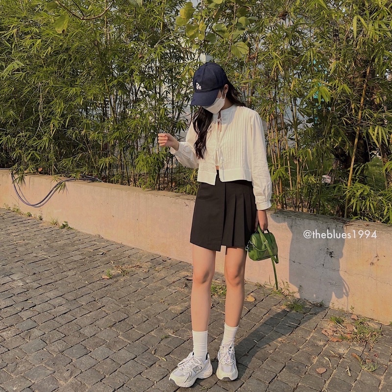 [ ẢNH THẬT KÈM VIDEO ] Áo Sơ Mi Trắng Thô Xếp Li Trước Dáng Croptop Cột Dây | BigBuy360 - bigbuy360.vn