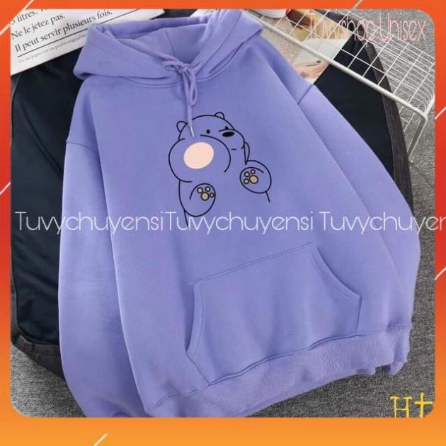 Hoodie nữ TUVYSHOP Áo hoodie gấu má phính nỉ cotton trần bông dày ấm nhiều màu