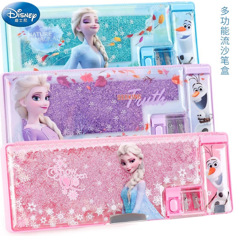 Disney Hộp Bút Kim Tuyến Nước In Hình Elsa Dễ Thương Đa Năng Tiện Dụng Cho Học Sinh