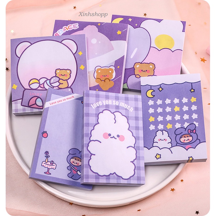Giấy Nhớ Gấu Thỏ Tím 50 Sheet