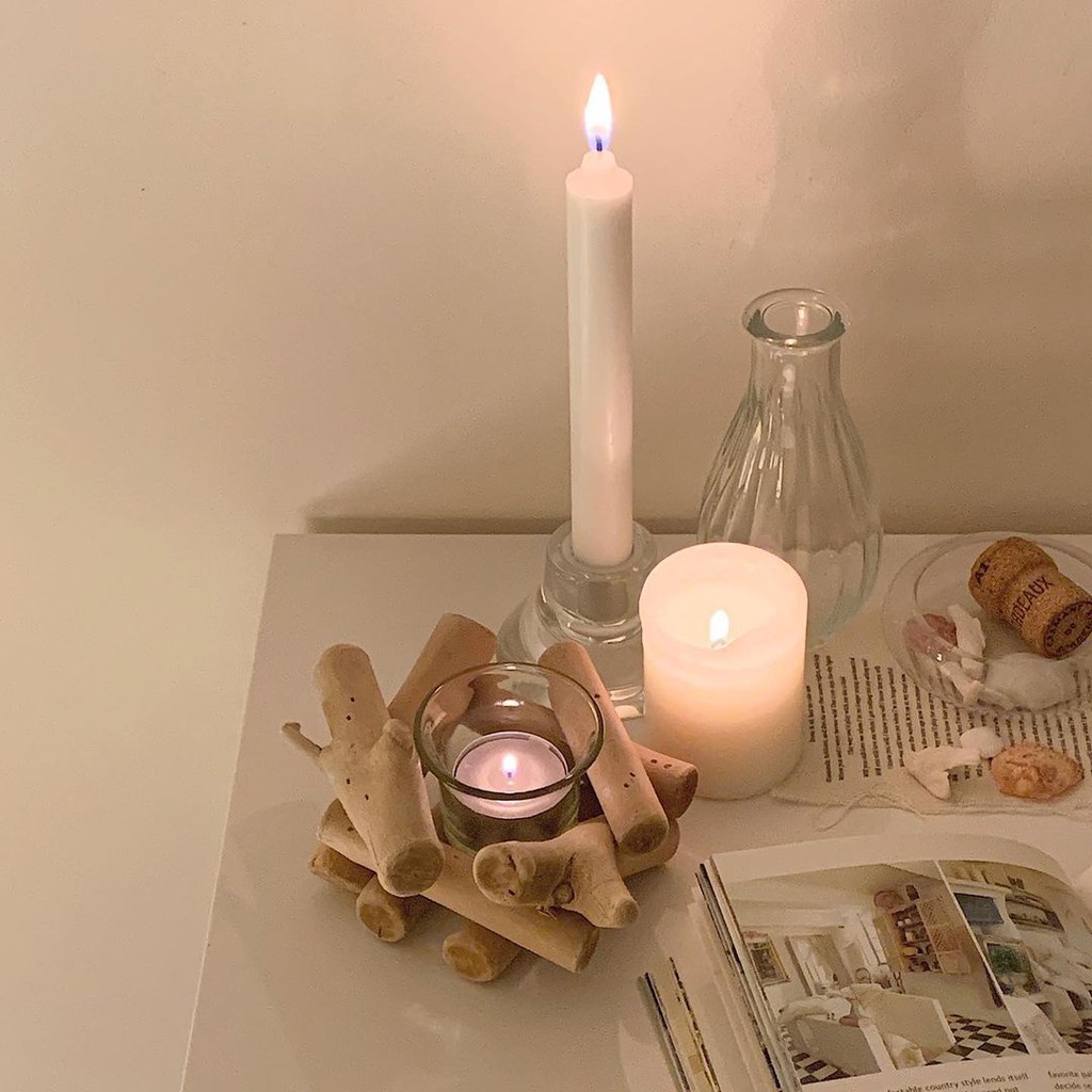 Candle Holder- Chân Nến Gỗ & Thủy Tinh Cao Cấp Độc Đáo
