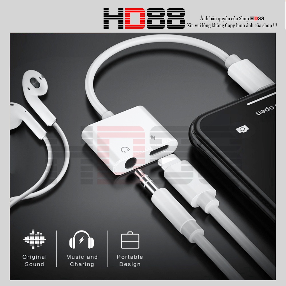 Jack chia cổng sạc sang giắc 3.5 mm + cổng sạc ,kết nối bluetooth,CÓ MIC-A10