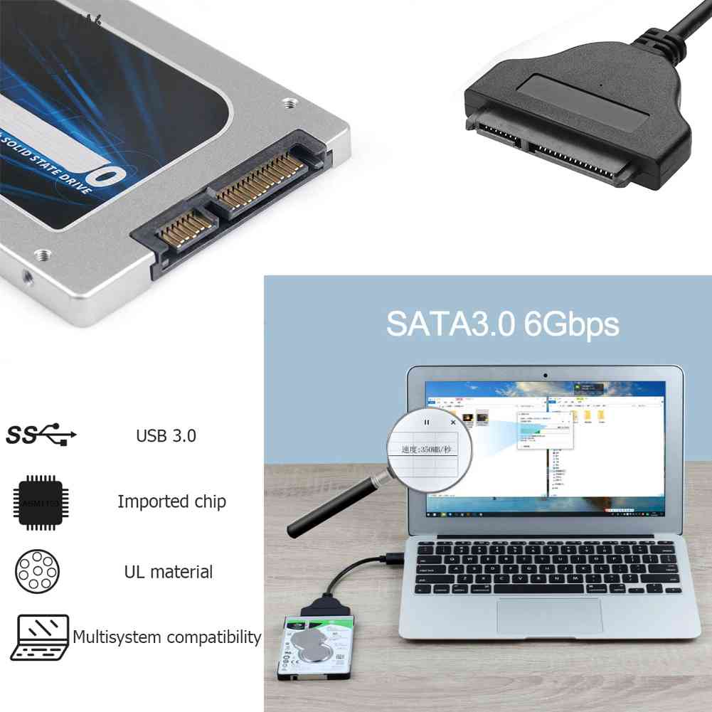 Cáp ChuyểN USB 3.0 Sang SATA 3 6Gbps, Hỗ Trợ Ổ CứNg SSD 2.5 Inch
