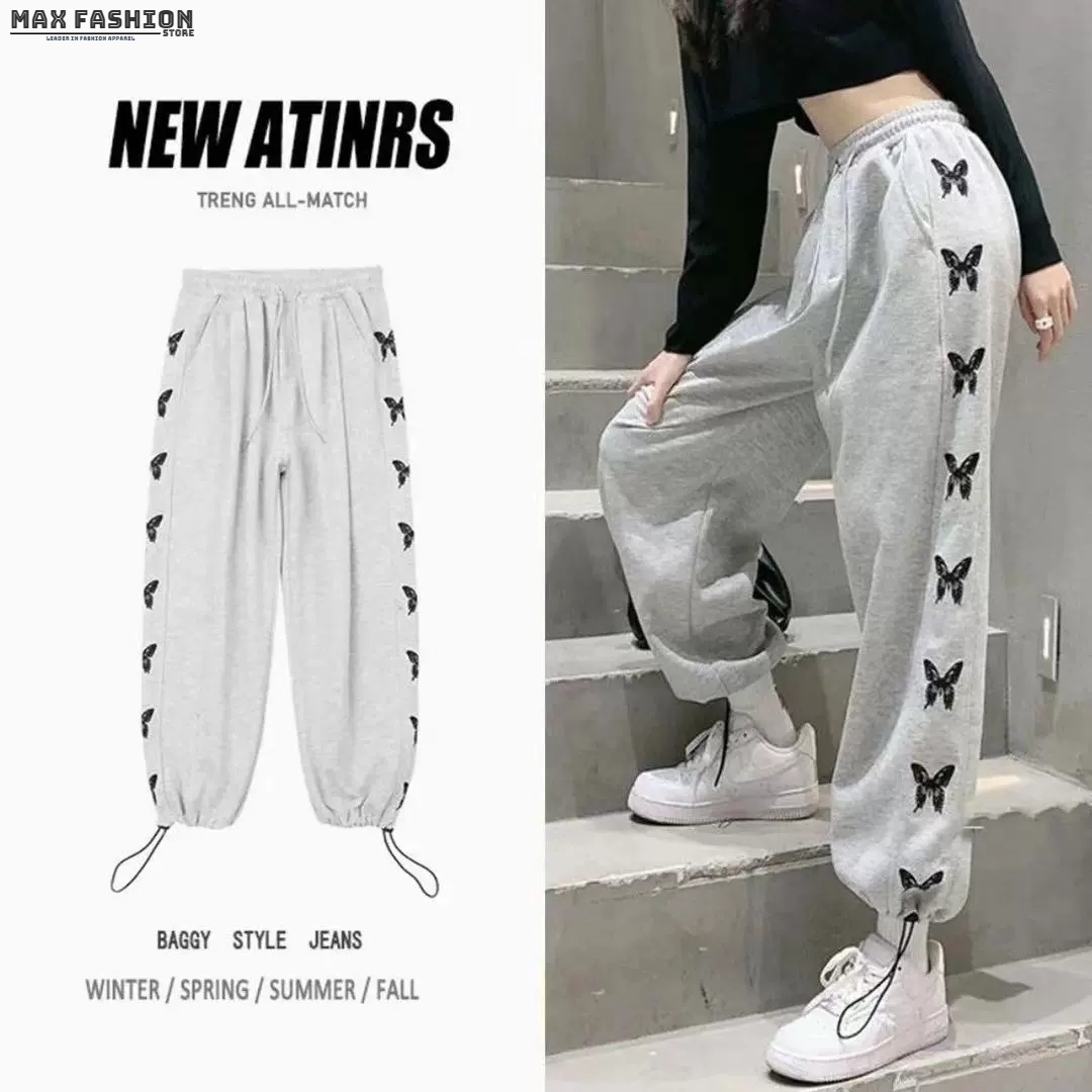 [Mã FAGREEN55 giảm 10% tối đa 30K đơn 99K] Quần dài ống rộng in hình bướm cá tính thời trang jogger phong | BigBuy360 - bigbuy360.vn