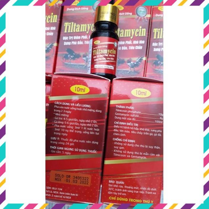 Thú Y. Tiltamycin 10ml. Viêm phổi, khò khè, sưng phù đầu, tiêu chảy, tím mào gà đá, chim cảnh