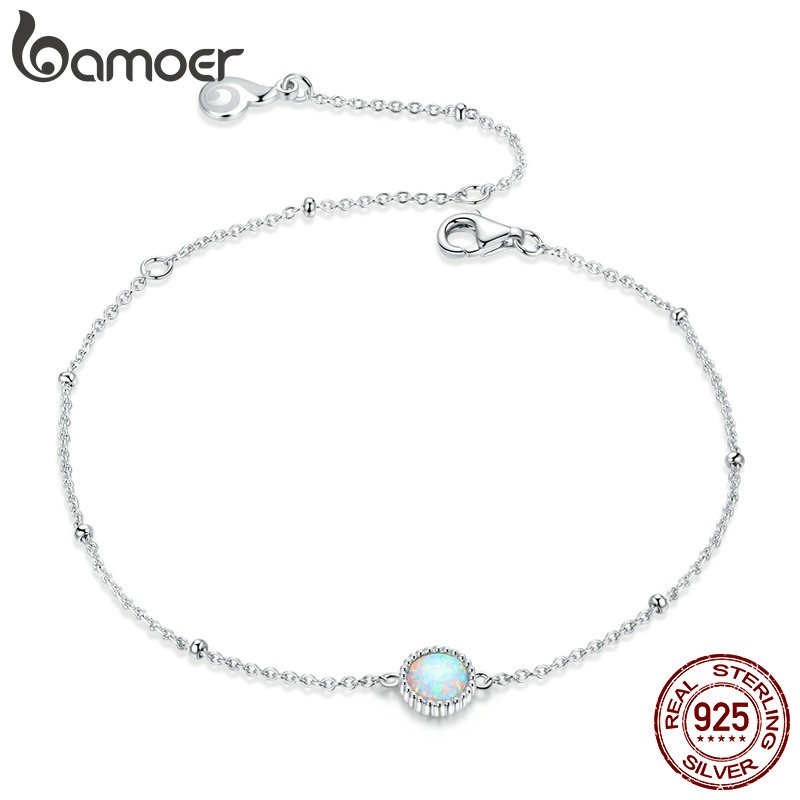 Bamoer Real Silver 925 Bracelet Plated Platinum For Women with Opal Jewellery BSB054