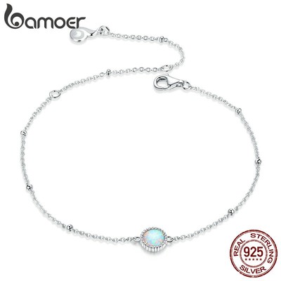 Vòng tay BAMOER BSB054 bạc 925 Bạch kim mặt opal dành cho nữ