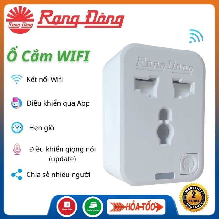 Ổ cắm thông minh wifi Rạng Đông 16A OC01WF điều khiển từ xa qua app , hẹn giờ thông minh Xiaomi Nam Định