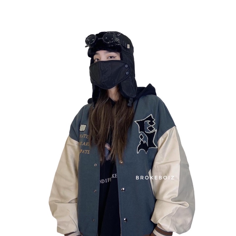 Mũ lông gắn kính phong cách Steampunk, Y2k Brokeboiz