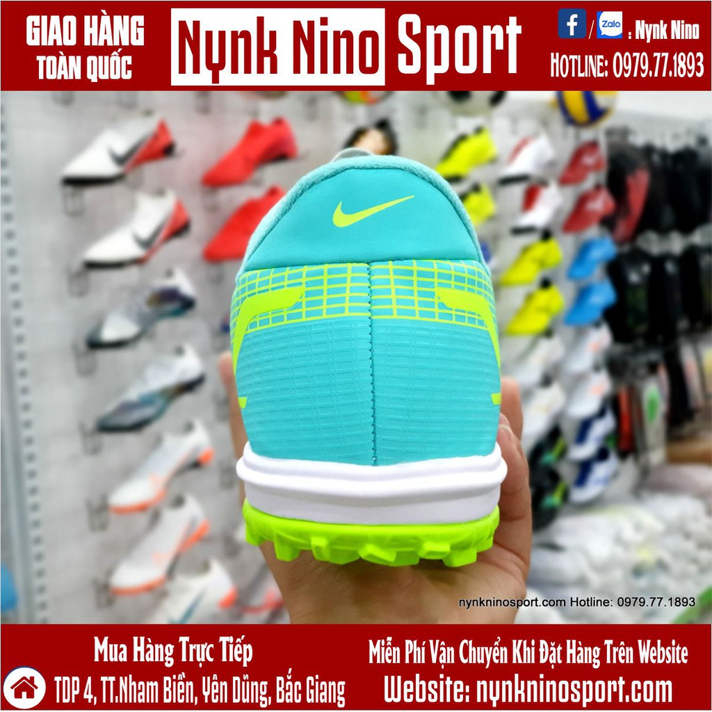 Giày Bóng Đá Mercurial Vapor 14 Academy Xanh Ngọc Vạch Đen HQ TF