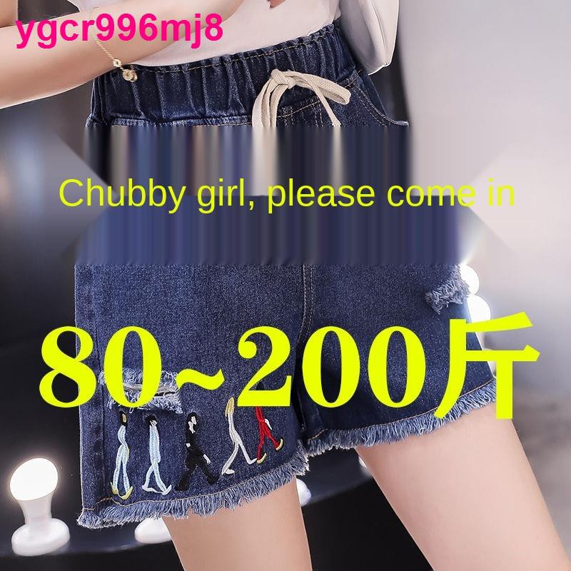 Bull-puncher knickers female in the summer of 2020 new 200 jins fat mm tall waist loose show thin elastic shorts big ya
