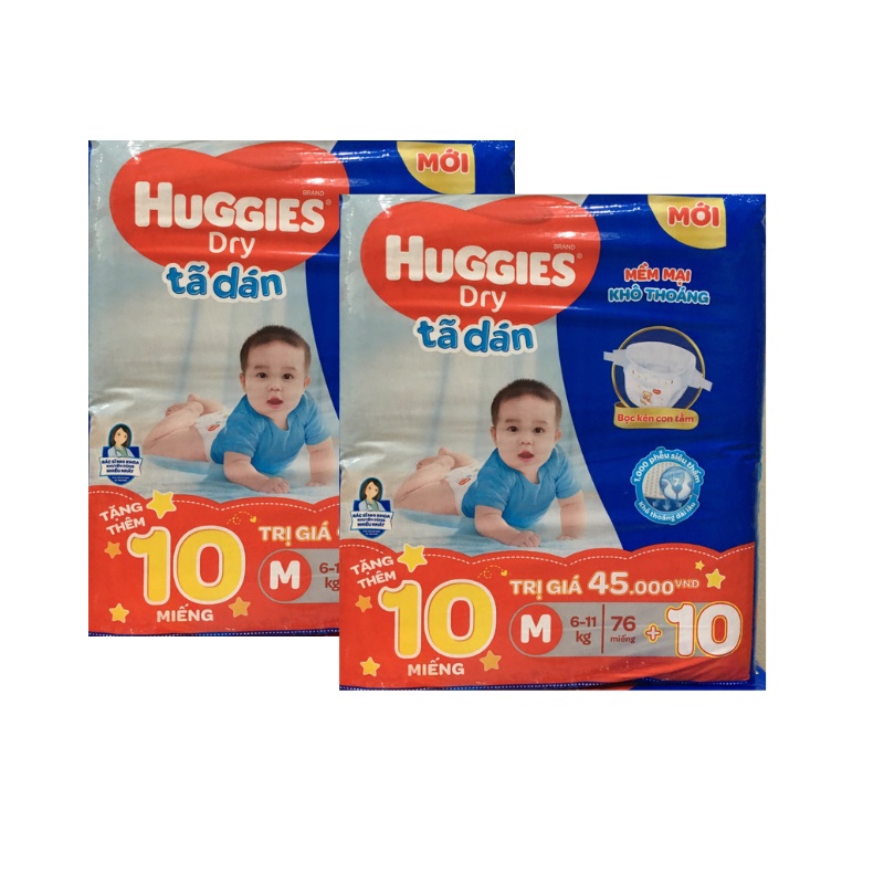 Combo 02 tã Huggies dán M76 bọc kén con tằm mới(cho trẻ 6-11kg)