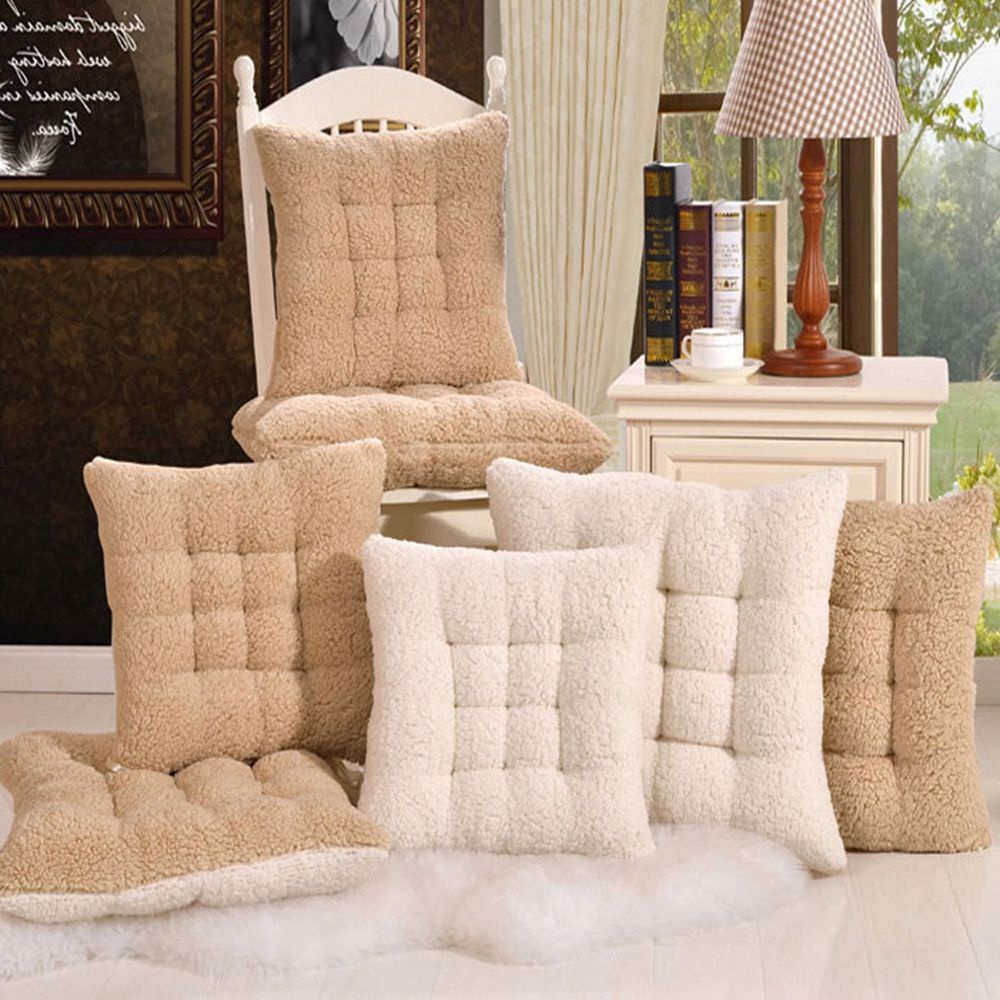 Đệm lót ghế ngồi hình tròn/ vuông bằng vải nhung cotton mềm mại tiện dụng cho văn phòng