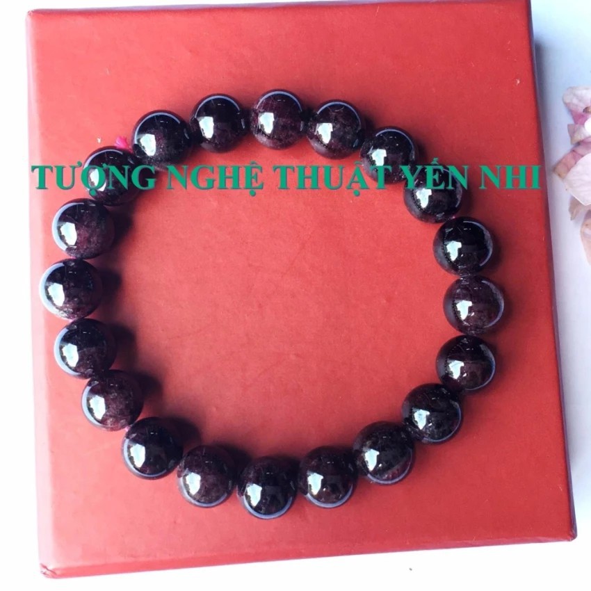 Vòng tay Ngọc hồng lựu (đá Garnet) thiên nhiên size hạt 8mm