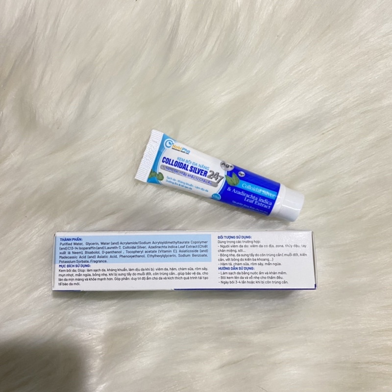 Kem bôi giảm ngứa, rôm sảy, viêm da Colloidal silver 247 tuýp 10g - Kháng khuẩn dùng được cho phụ nữ có thai và trẻ nhỏ