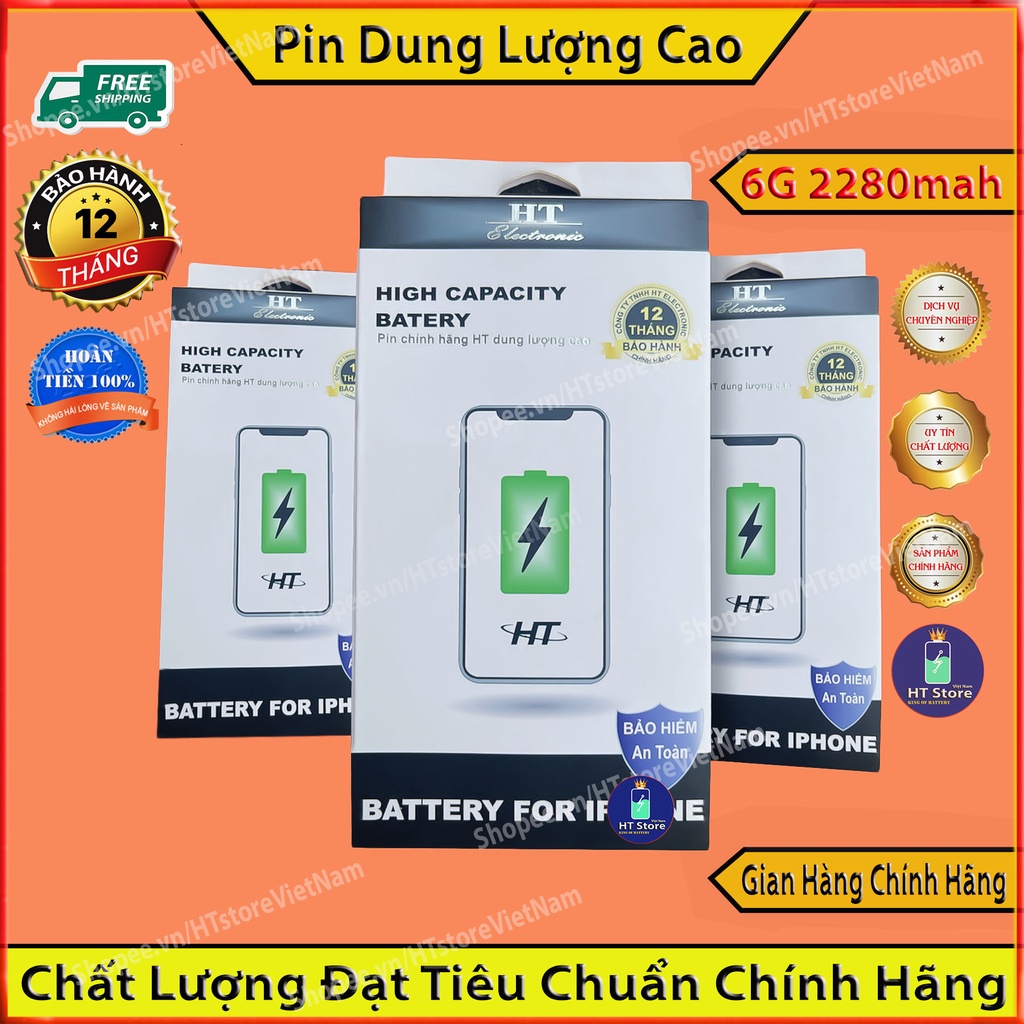 Pin iP 6 Dung Lượng Cao Chính Hãng HT Store Việt Nam – HT Electronic – BH 12 tháng Pin ĐT TÁO siêu Trâu iP