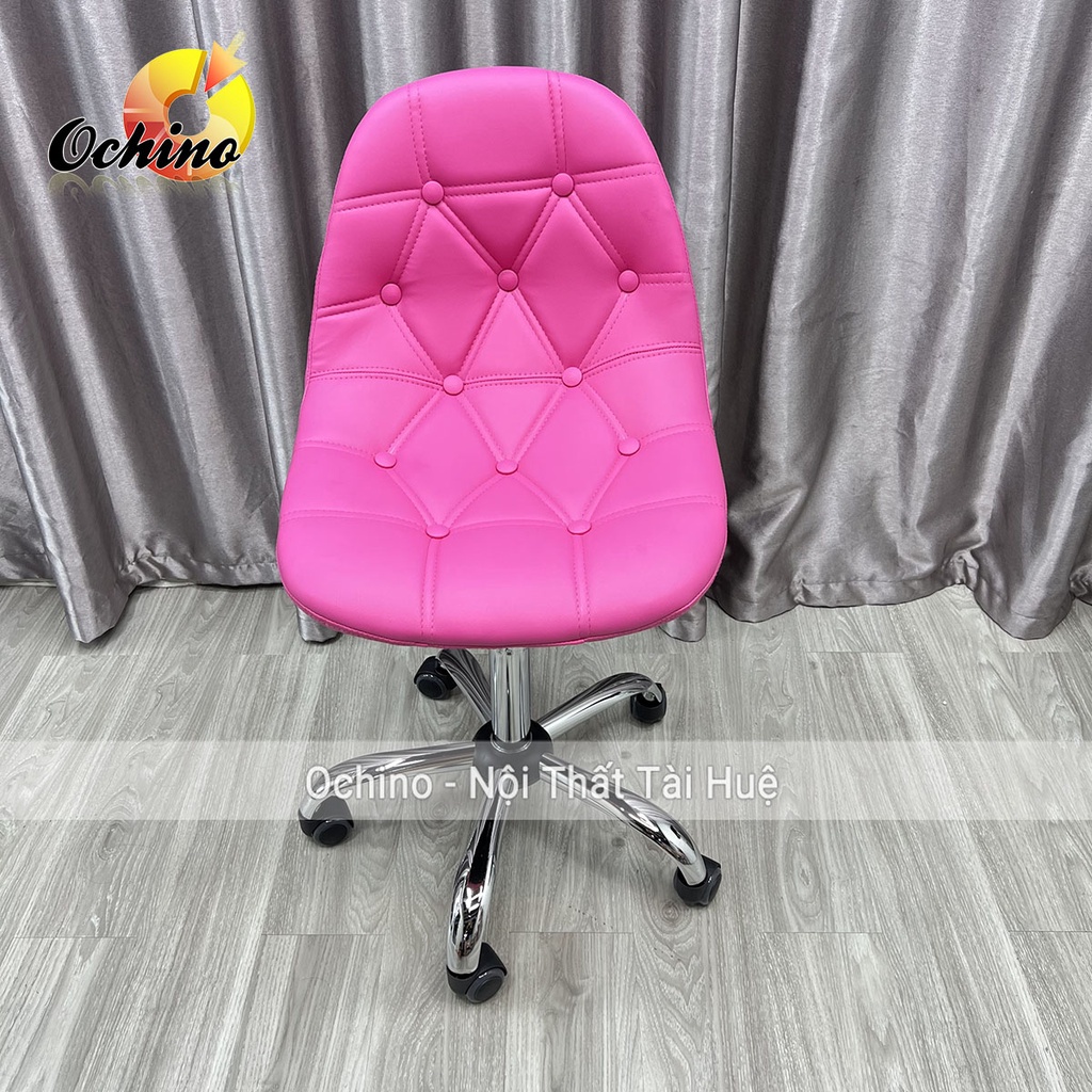 Ghế Xoay spa, ghế Trang Điểm xoay Mẫu Cúc bọc Da Sang chảnh Có Bánh xe và nâng lên hạ xuống từ 45-55 cm (Hàng có Sẵn)