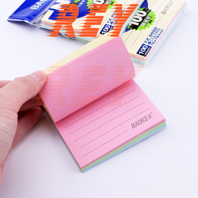 [Giao hỏa tốc] COMBO 4 xấp Sticky Note 4 màu TZ6006 macaron - TZ6000 pastel có dòng kẻ 100 tờ Baoke