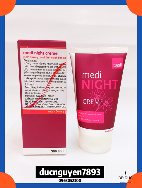 [MẪU MỚI 150ml] Gel dưỡng da và tĩnh mạch MEDI DAY/NIGHT CREAM ban ngày/ban đêm nhập từ Đức